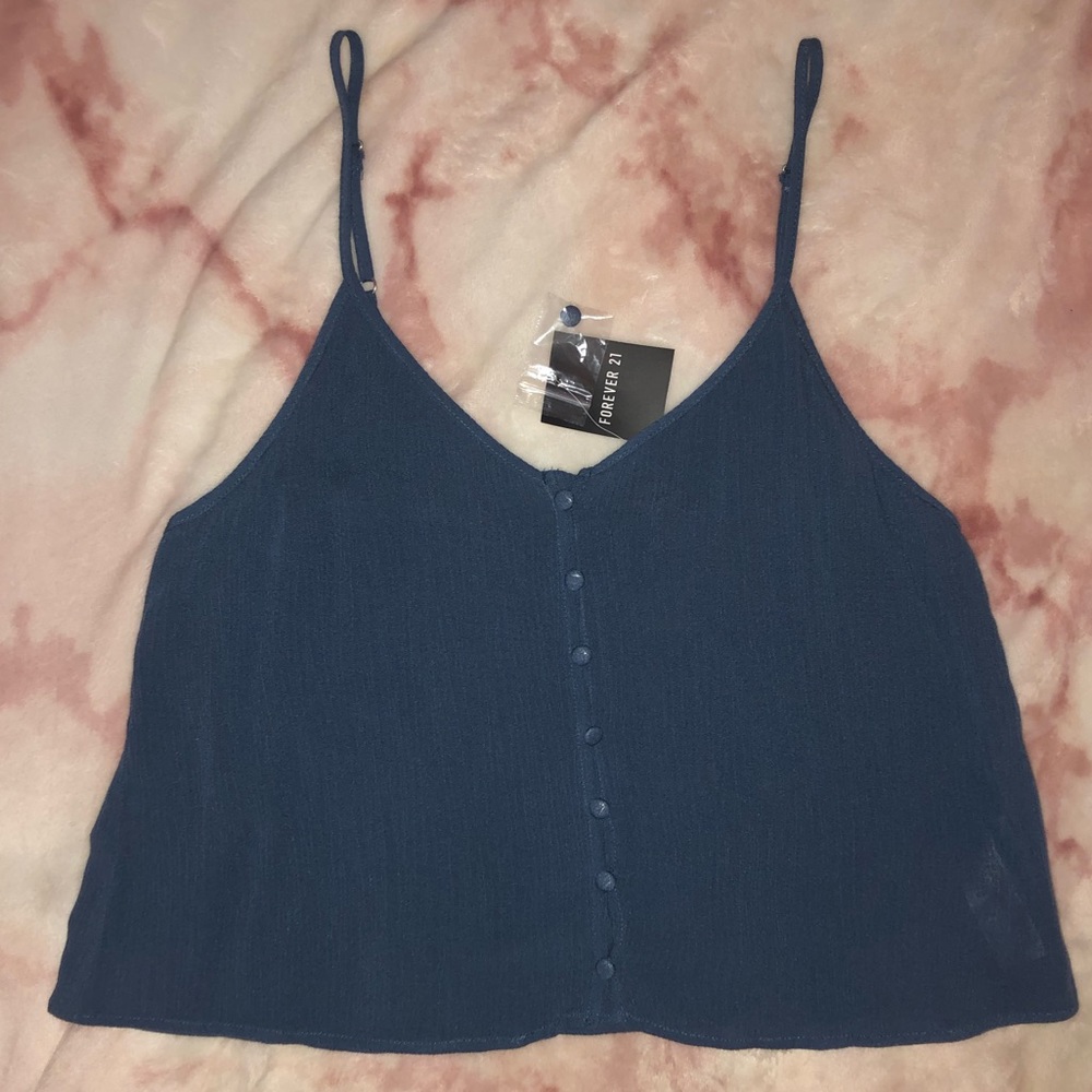 NEW Blue Forever 21 Woven Crop Top